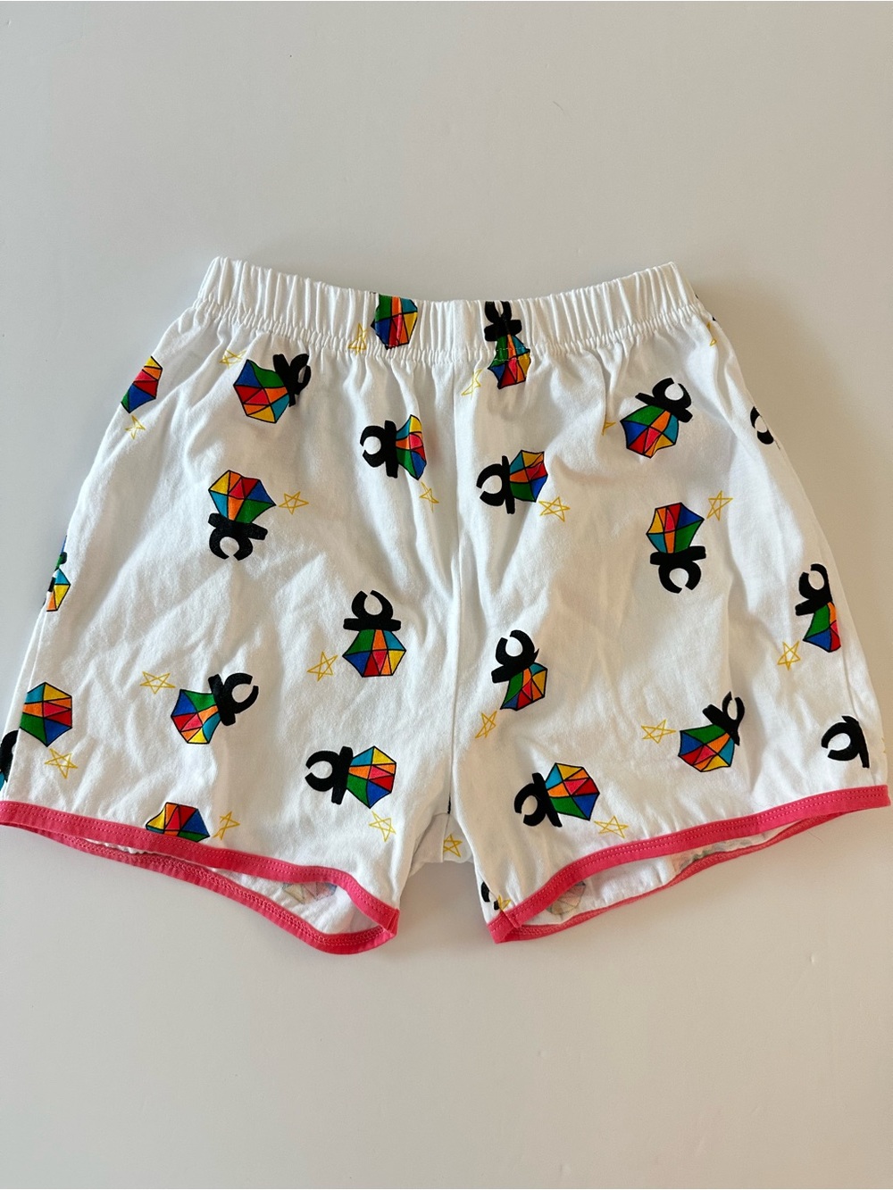 Lola and The Boys White Casual Shorts with Colorful Geometric Print SZ 12 Girls
